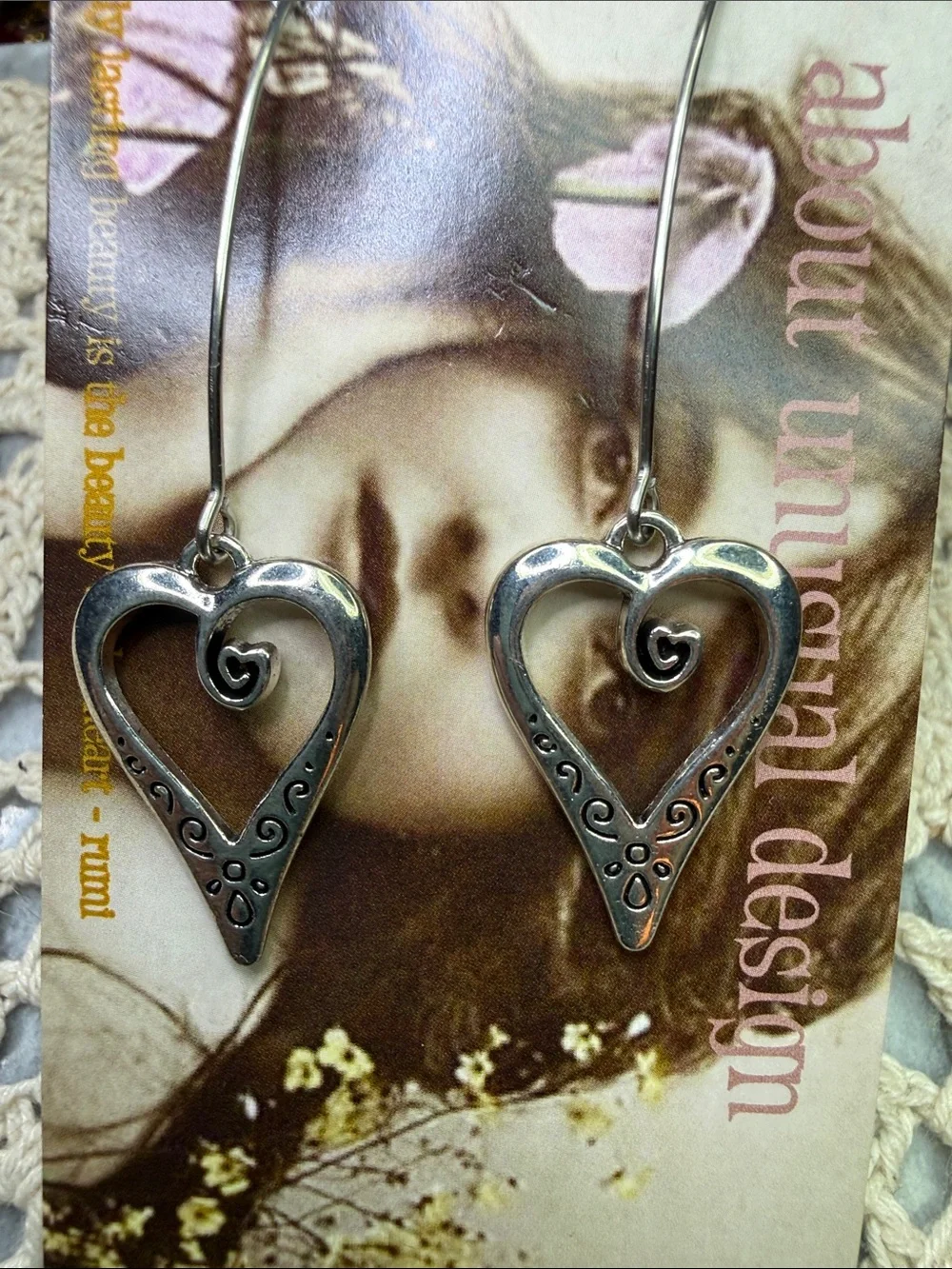 Silver Heart Drop Earrings - Silver Heart Dangle